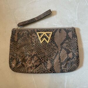 Elegant Brown Snake Print Wristlet